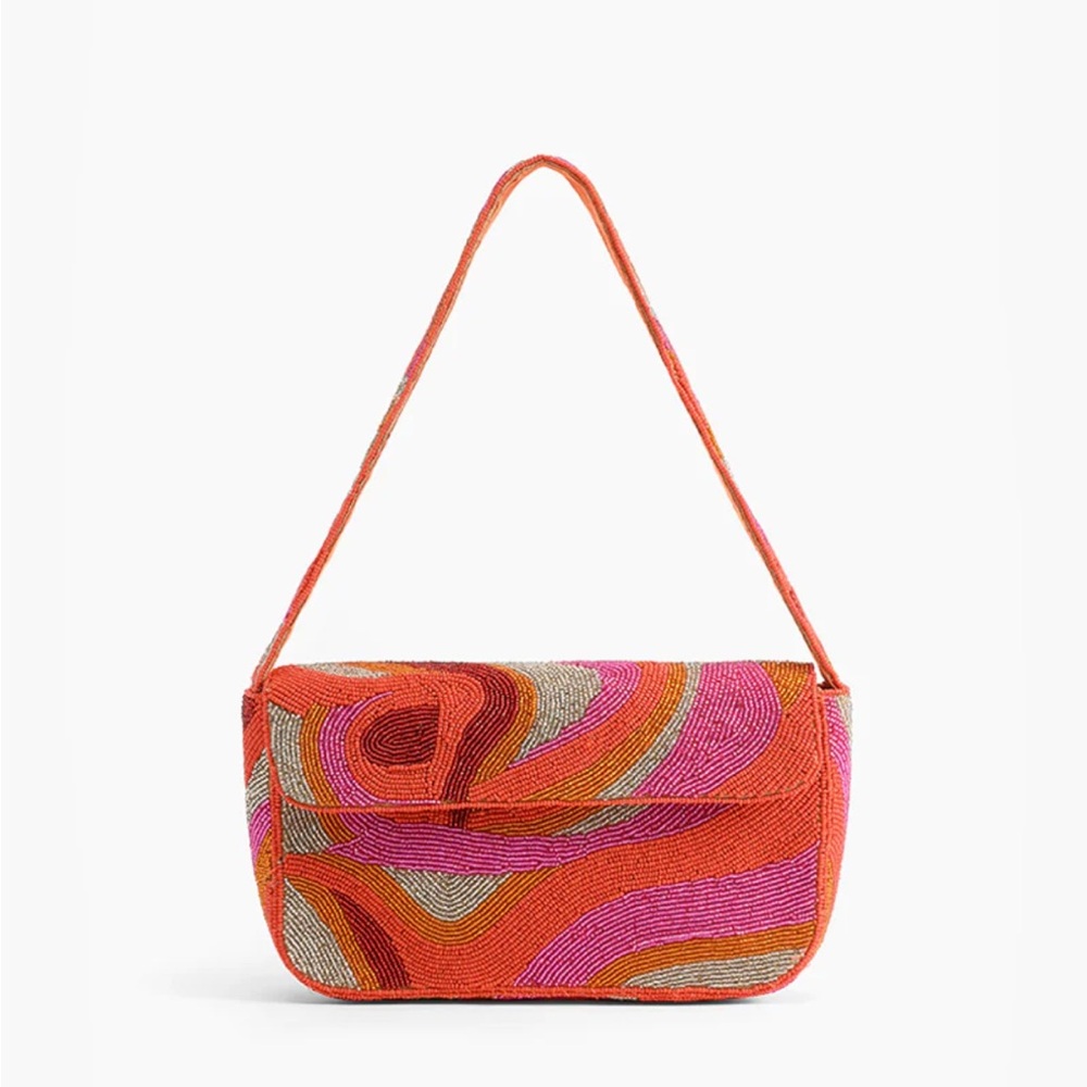 GOLDEN POPPY EMBELLISHED SHOULDER BAG